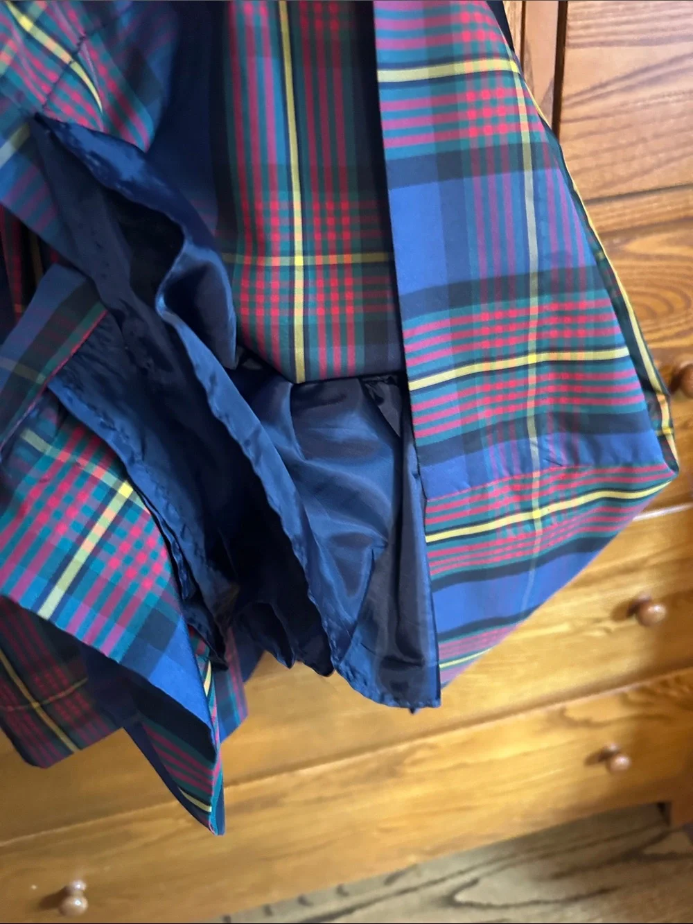 Ralph Lauren Blue Plaid Holiday Dress with Black Sash